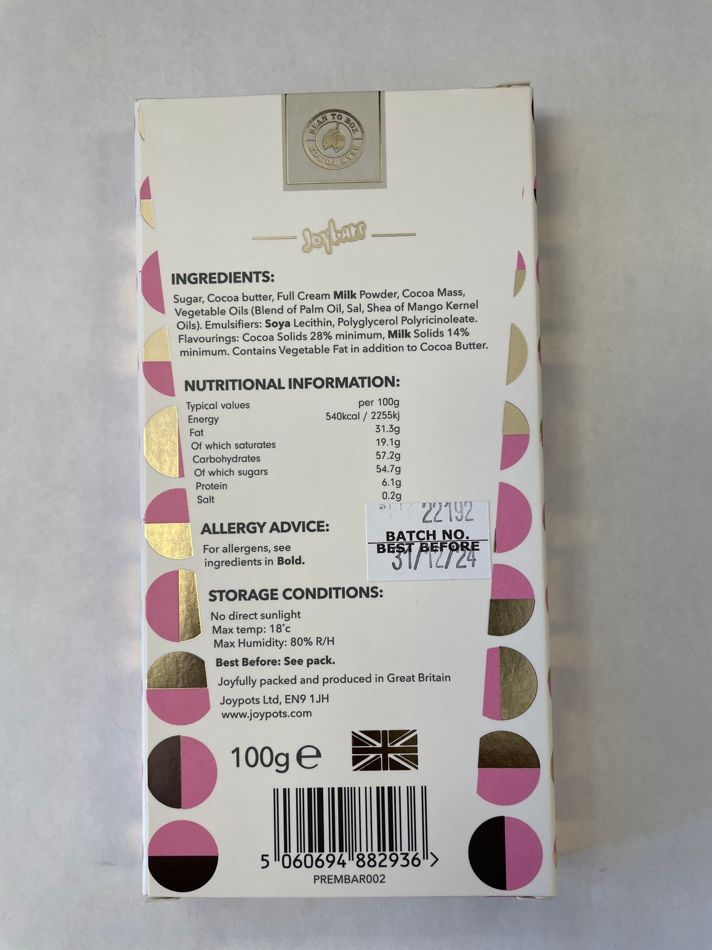 Joybars Best Mum Milk Chocolate Bar 100g ( buy 1 get 1 free)