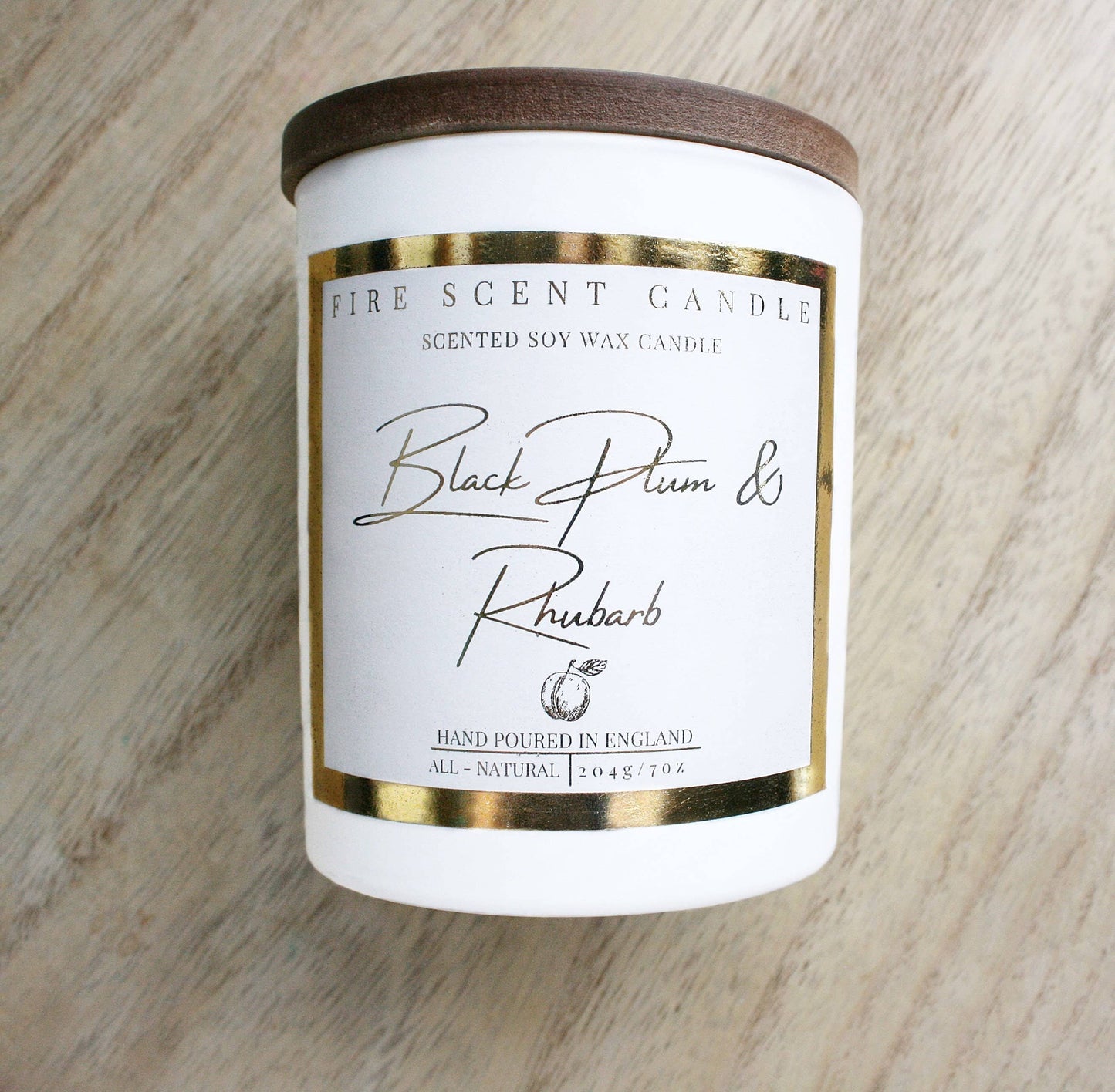 Fire Scent Candle Black plum & rhubarb luxury scented soy wax candle