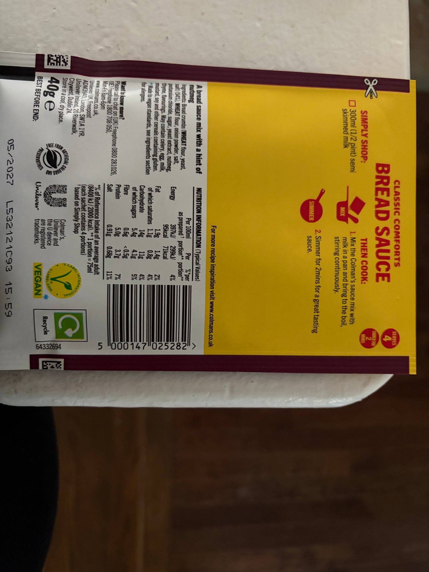 Colman's Meal Makers Bread Sauce Mix 40g