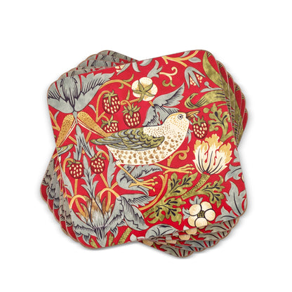 William Morris Strawberry Thief Coasters Set of 6 - Red