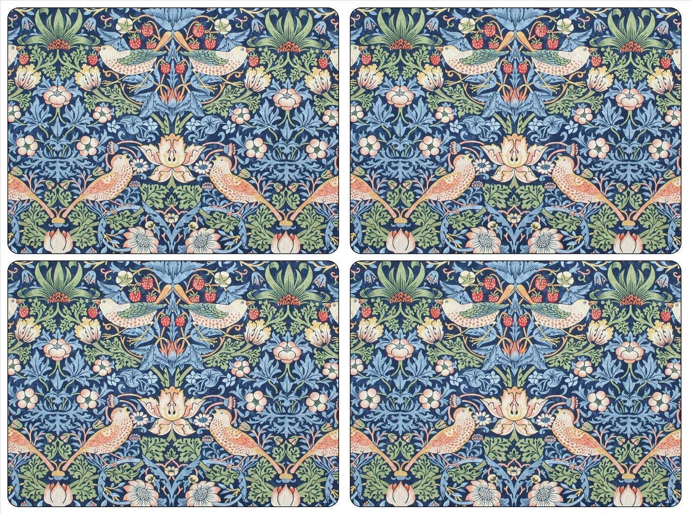 William Morris Strawberry Thief Placemats Set of 4 - Blue
