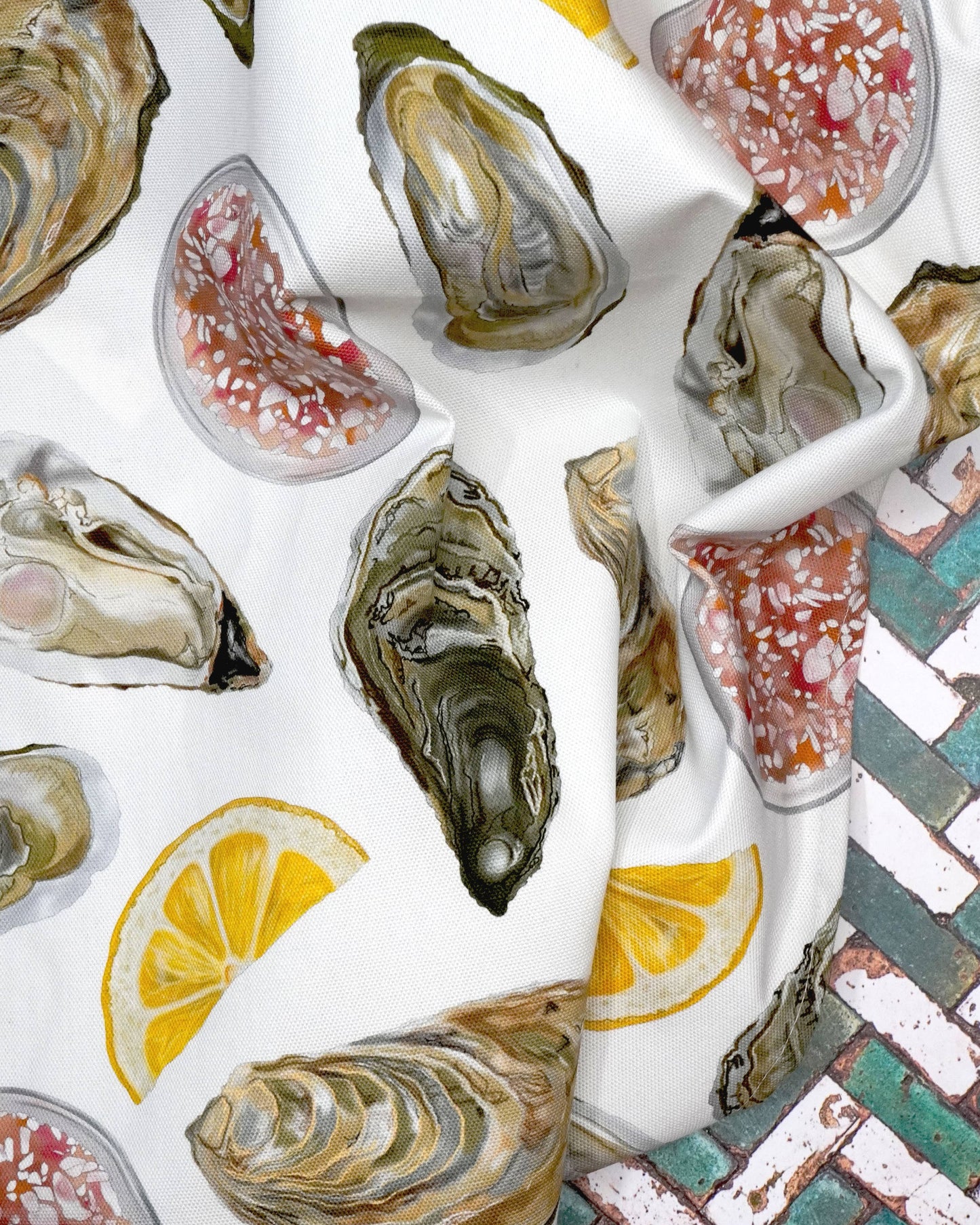 Corinne Alexander Oyster Tea Towel - British Made - 100% Cotton - Seaside
