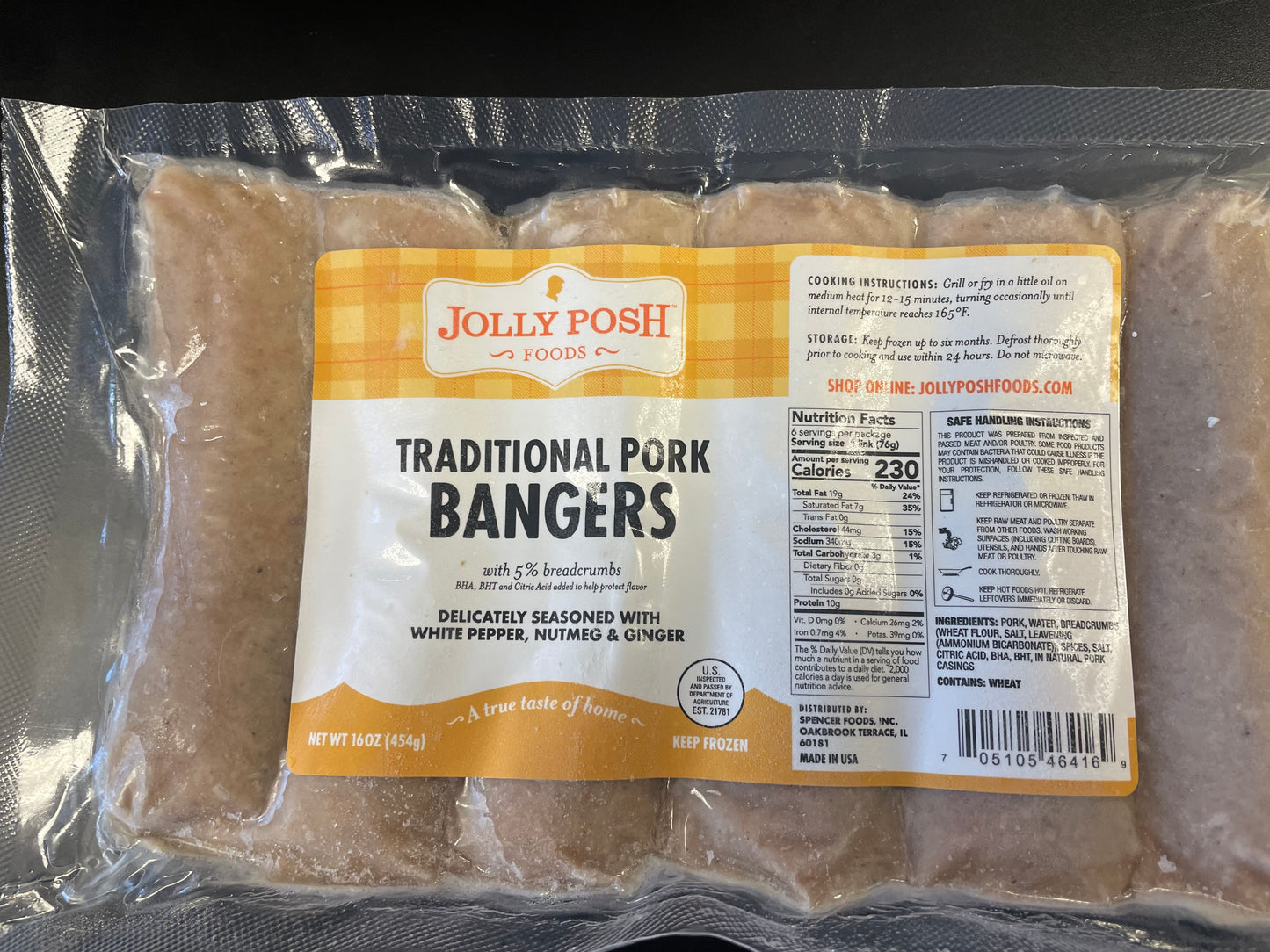 Jolly Posh Traditional pork bangers 16 oz (available in store only)