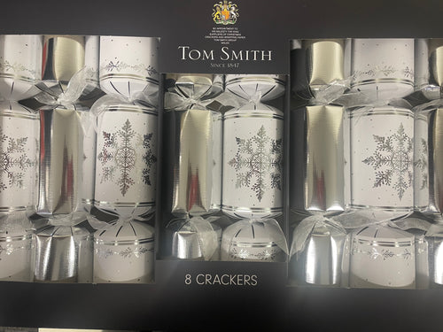 Tom Smith Silver Deluxe Christmas Crackers 8PK x 14"