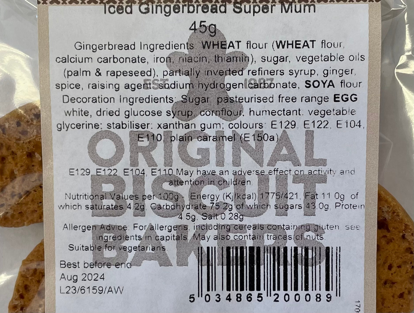 Original Biscuit Bakers Super Mum Iced Gingerbread 45G