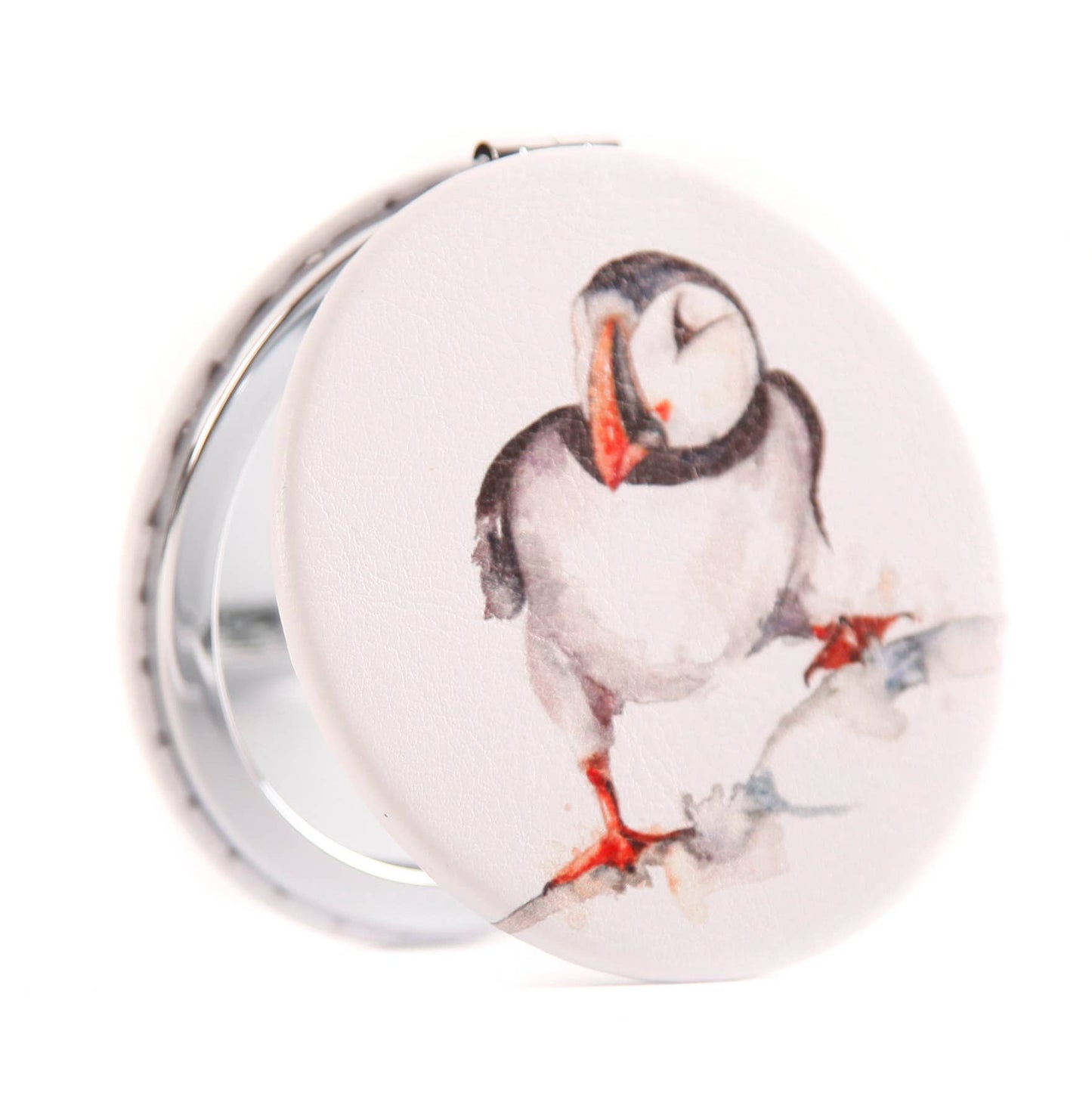 Meg Hawkins Puffin Coastal Animal Design Watercolour Compact Mirror