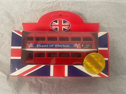 Diecast Metal Red Double Decker Bus Moneybox