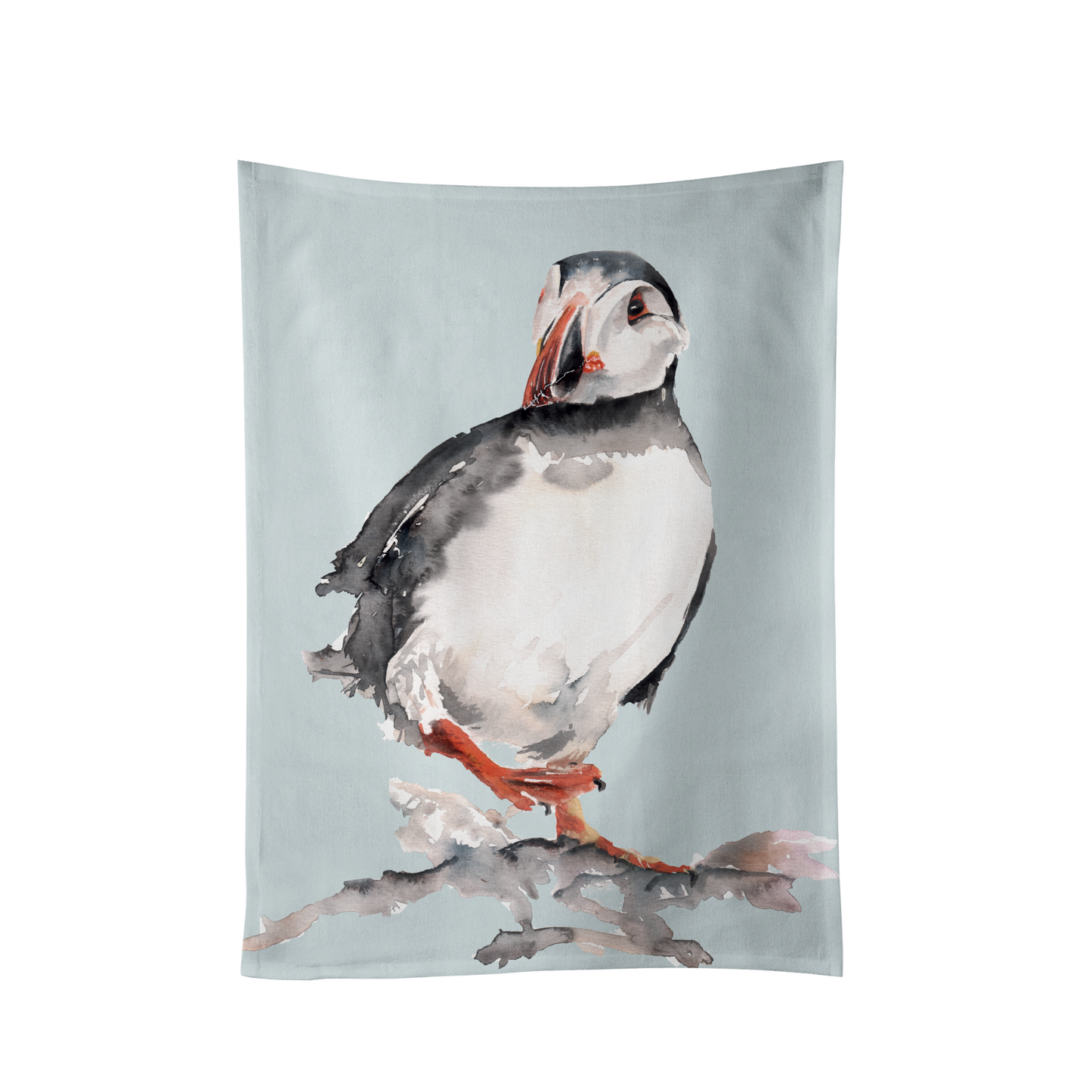 Meg Hawkins Puffin Tea Towel with Watercolour Design