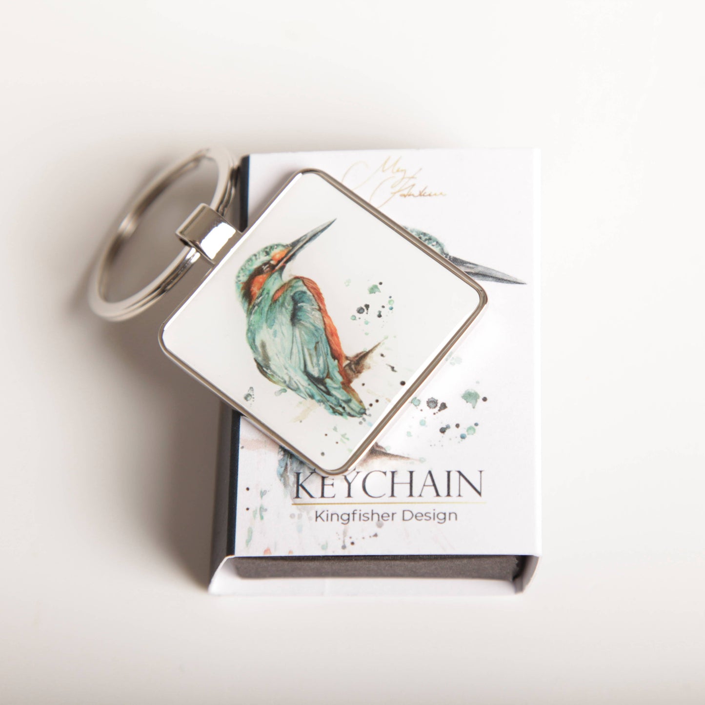 Meg Hawkins Design Kingfisher Watercolour Design Keychain with Gift Box