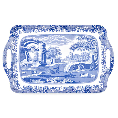 Pimpernel Blue Italian Large Melamine Handled Tray