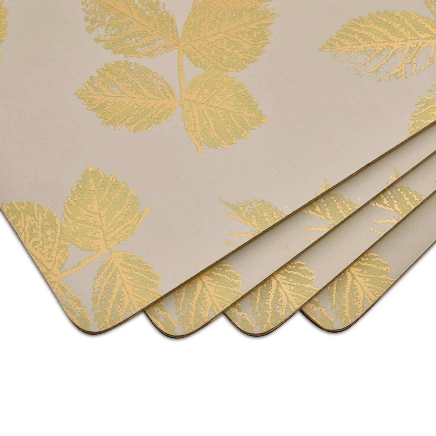 Etched Leaves Large Placemats Set of 4 - Light Grey