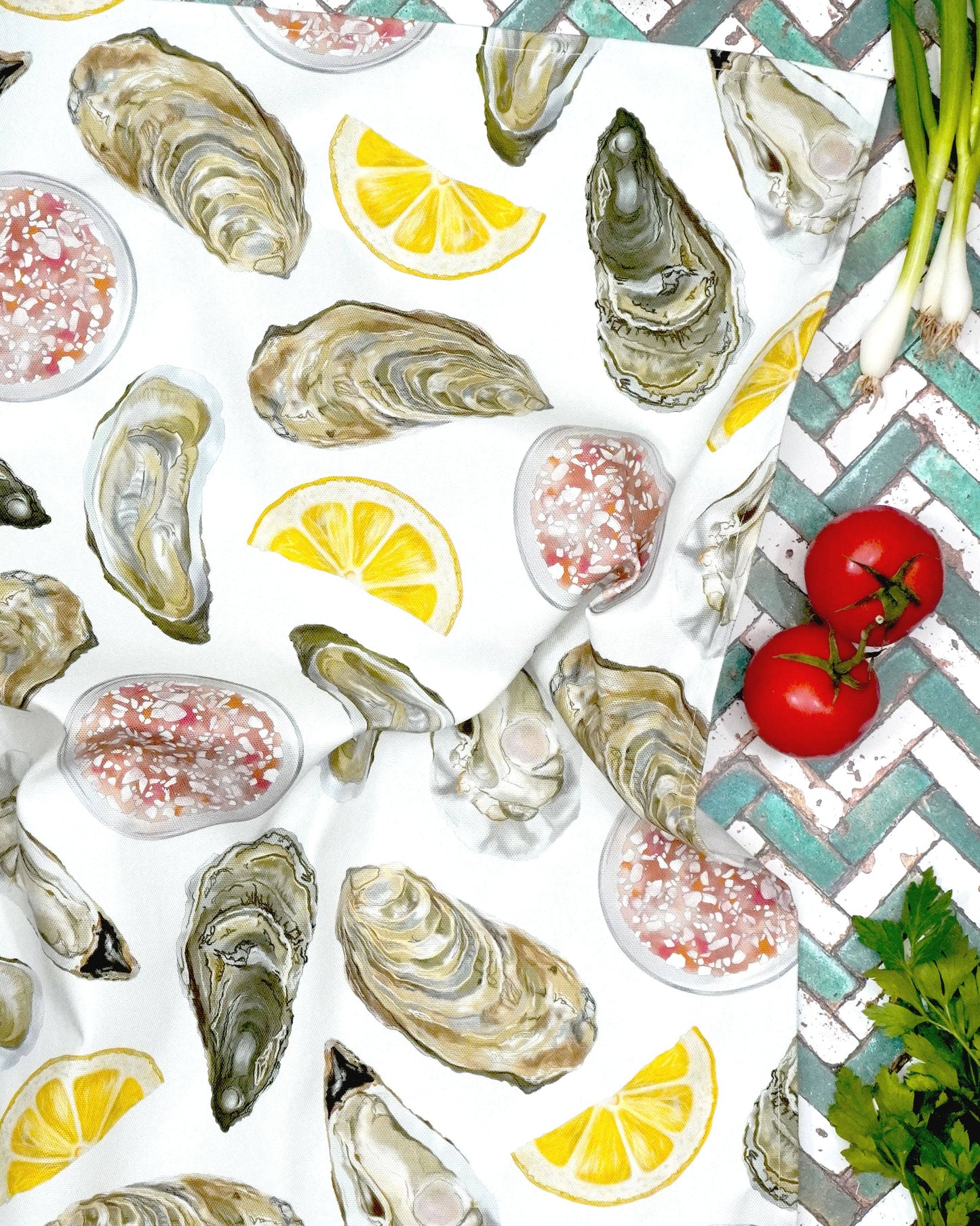 Corinne Alexander Oyster Tea Towel - British Made - 100% Cotton - Seaside