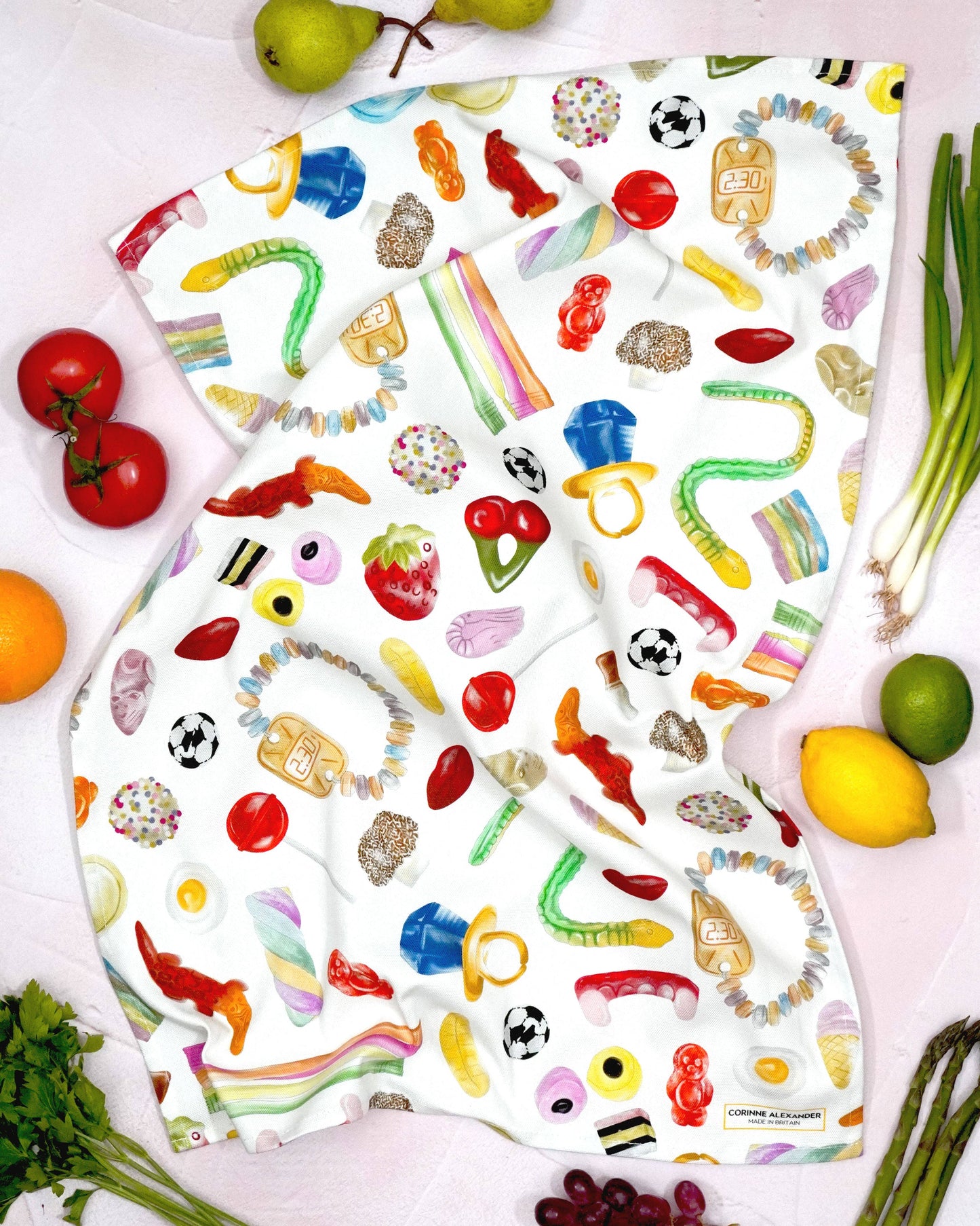 Corinne Alexander Pick & Mix Tea Towel - British Made