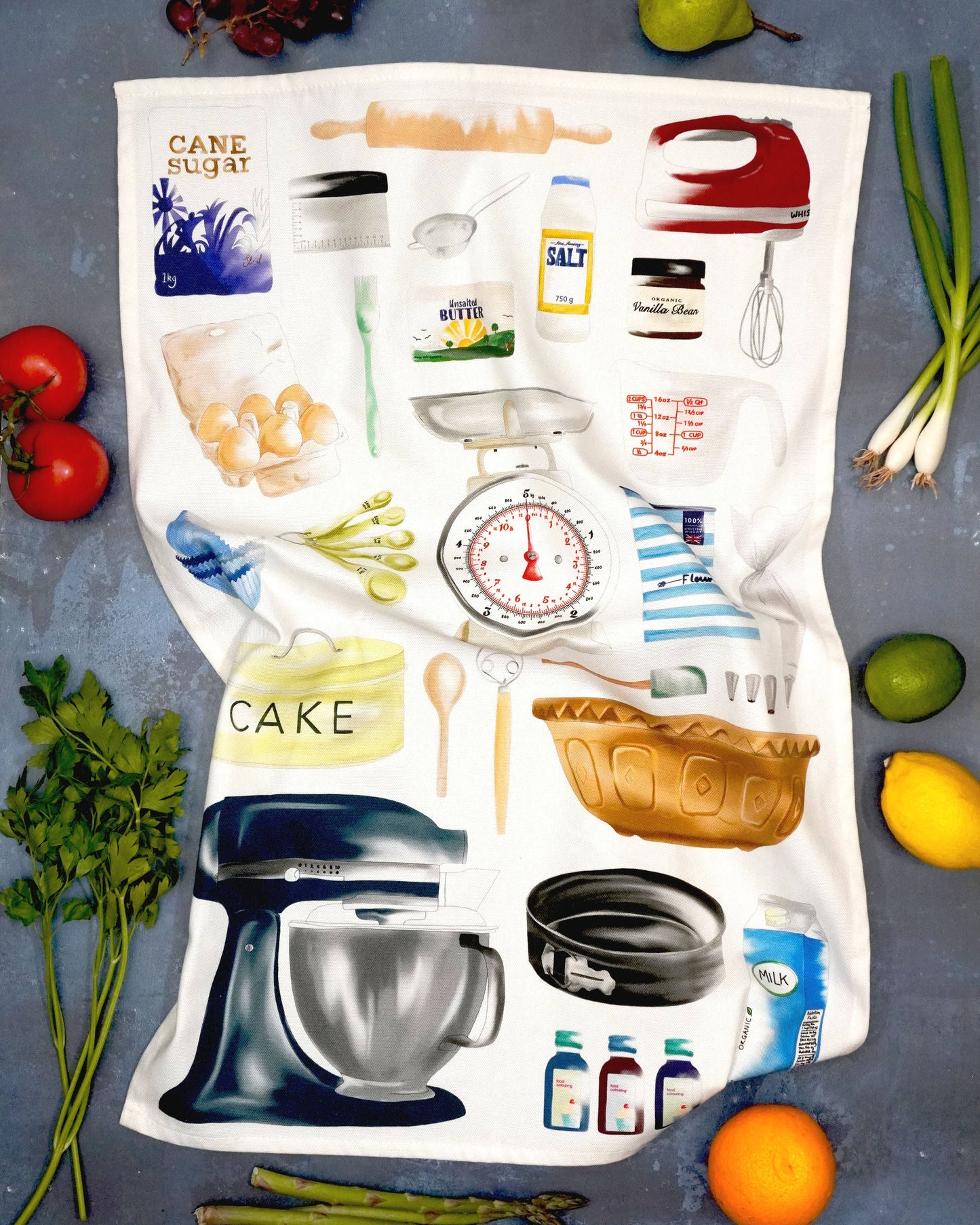 Corinne Alexander Time to Bake Tea Towel - British Made - Baking - Cotton