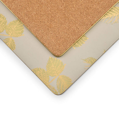 Portmeirion Etched Leaves Large Placemats Set of 4 - Light Grey