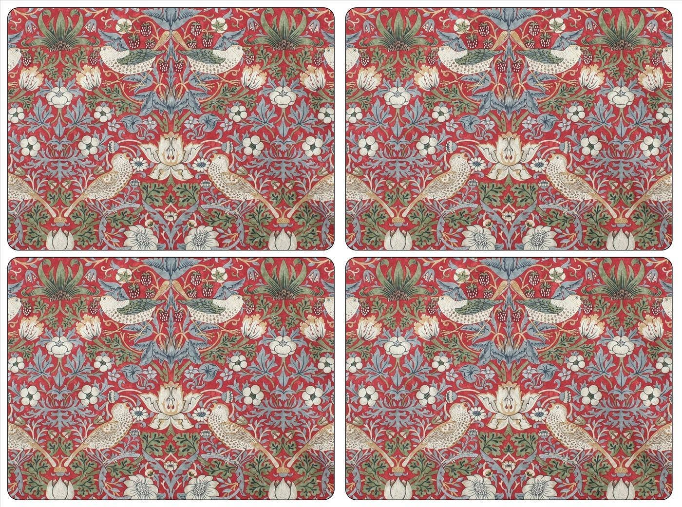 William Morris Strawberry Thief Placemats Set of 4 - Red