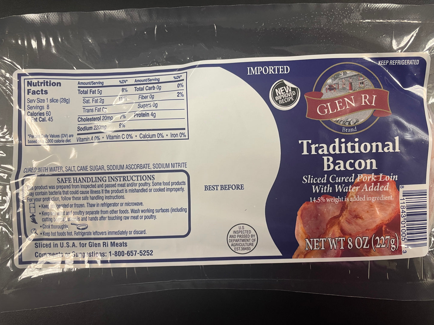 Glen RI Bacon Rashers (8 oz)available in store only