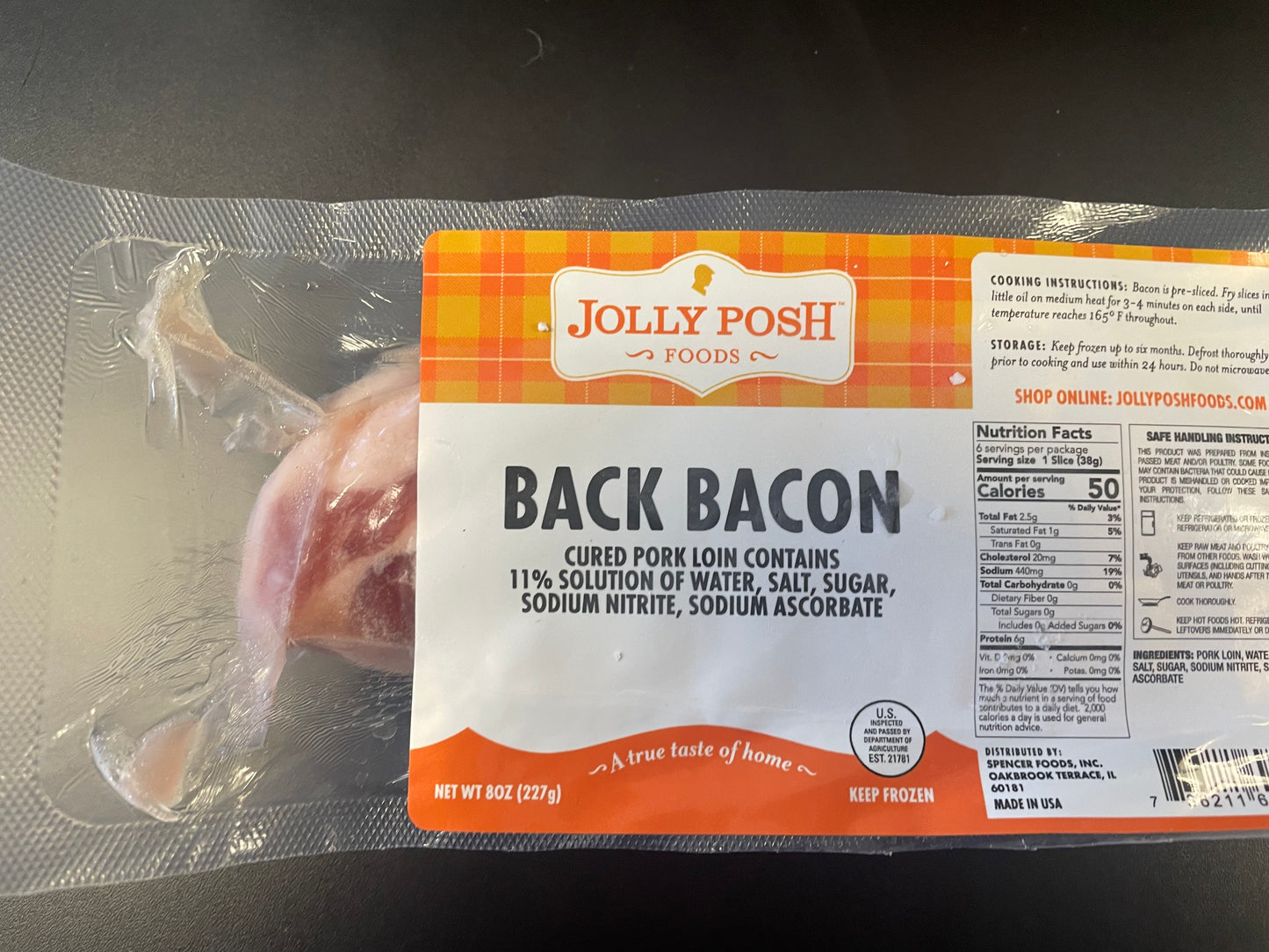 Jolly Posh Back Bacon 8 oz (available in store only)