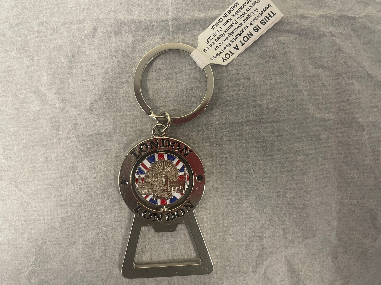 London bottle opener key ring