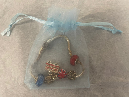 Silver Plated Red Bus Charm Bracelet