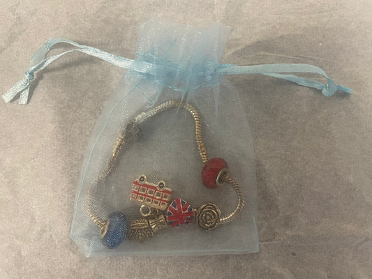 Silver plated Red Bus Charm Bracelet