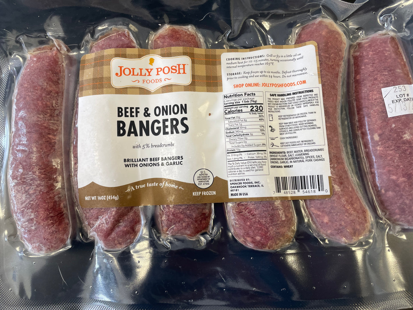 Jolly Posh Beef and Onion Bangers (available in store only)