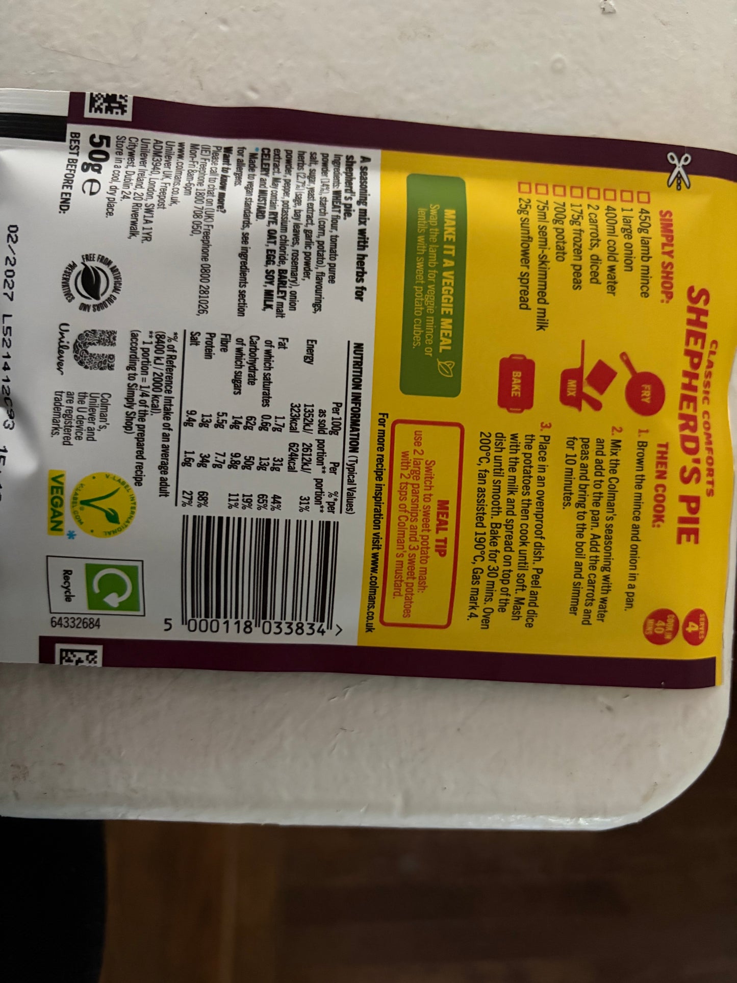 Colman's Meal Makers Shepherd's Pie Mix 50g