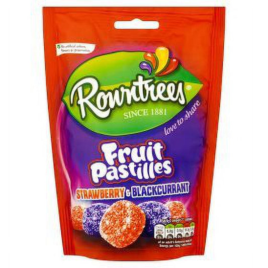 Rowntrees Fruit Pastille Vegan Pouch 143G (Strawberry and Blackcurrant)