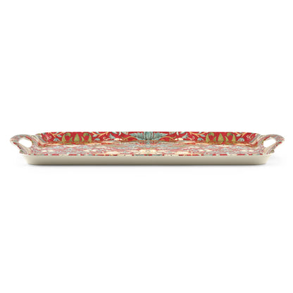 William Morris Strawberry Thief Large Mel. Hand. Tray - Red