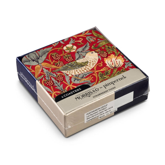 William Morris Strawberry Thief Coasters Set of 6 - Red
