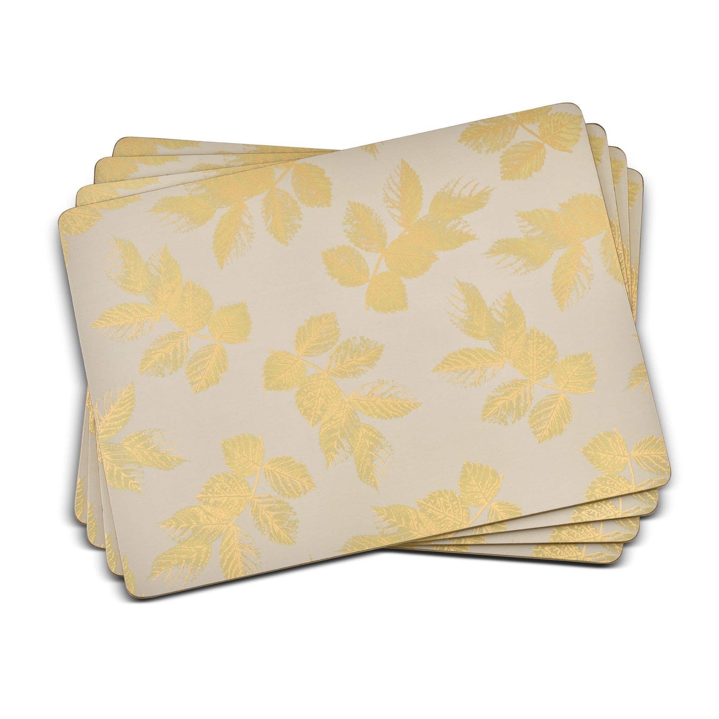 Etched Leaves Large Placemats Set of 4 - Light Grey