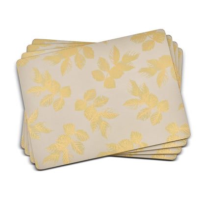 Portmeirion Etched Leaves Large Placemats Set of 4 - Light Grey