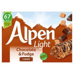 Alpen Light Cereal Bar Chocolate and Fudge 5 x 19G