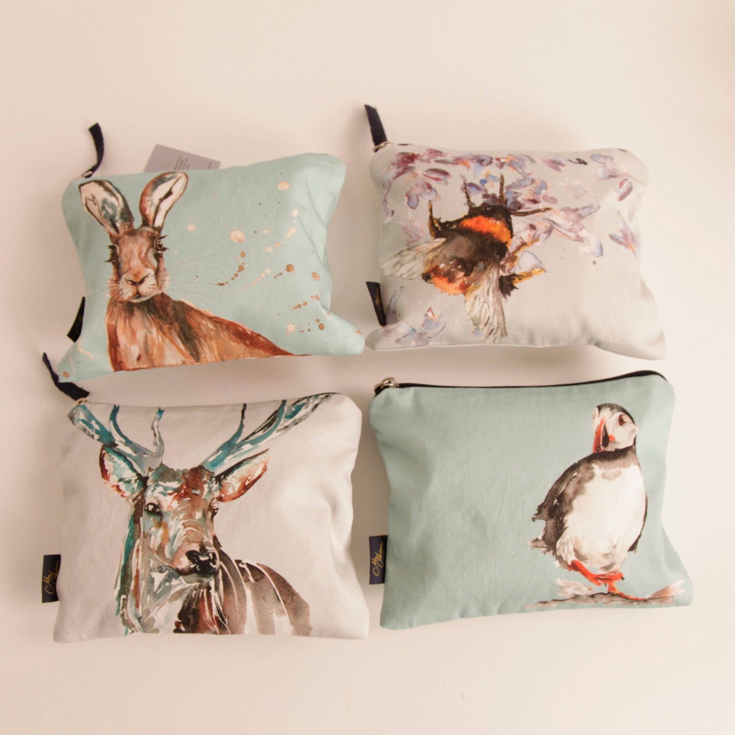 Meg Hawkins Hare Cotton Cosmetic Bags