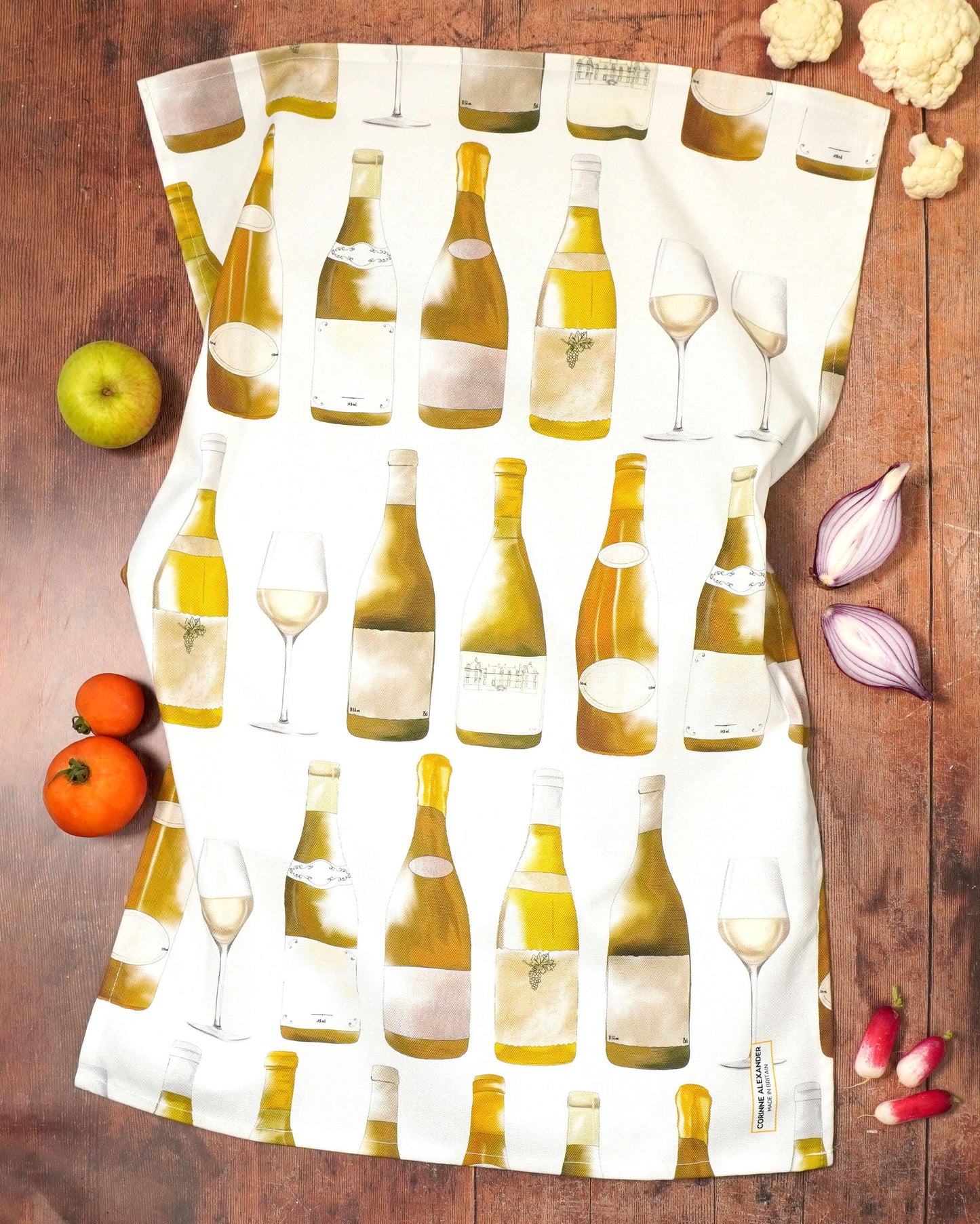 Corinne Alexander White Wine Tea Towel - British Made – Kitchen Towel