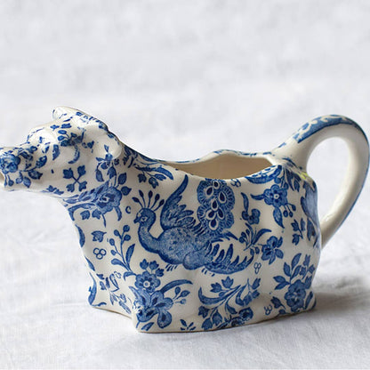 Burleigh Blue Regal Peacock Boxed Cow Creamer