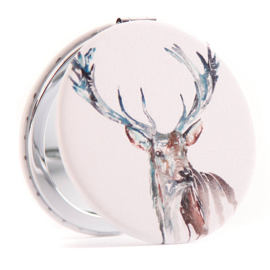 Meg Hawkins Stag Animal Design Watercolour Compact Mirror