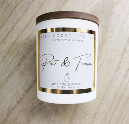 Fire Scent Candle Pear & freesia luxury scented soy wax candle