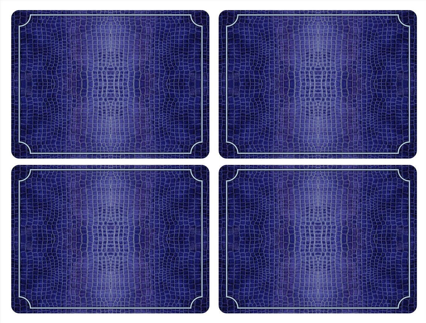 Blue Croc Leather Placemats Set of 4