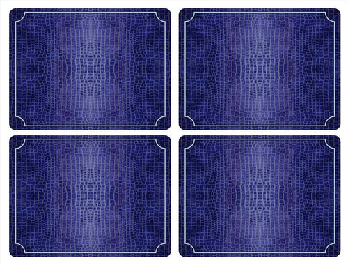 Pimpernel Blue Croc Leather Placemats Set of 4