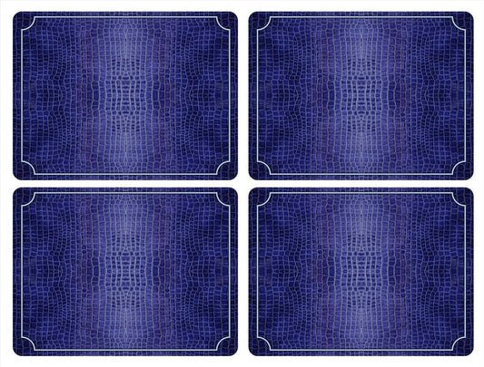 Blue Croc Leather Placemats Set of 4