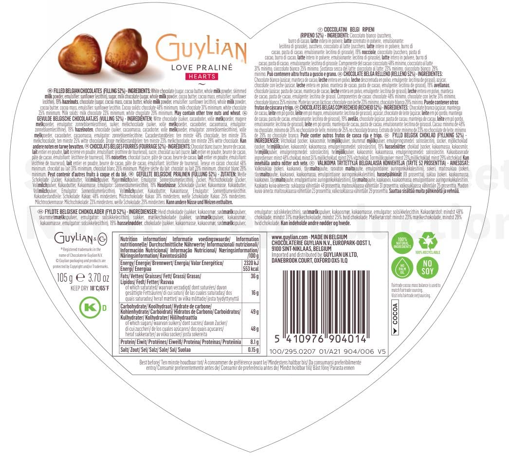 Guylian Heart Love Shaped 10 Chocolates Gift Box