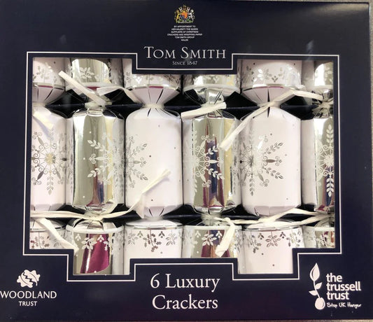 Tom Smith Christmas Crackers Silver Luxury Tree 8" (6PK)