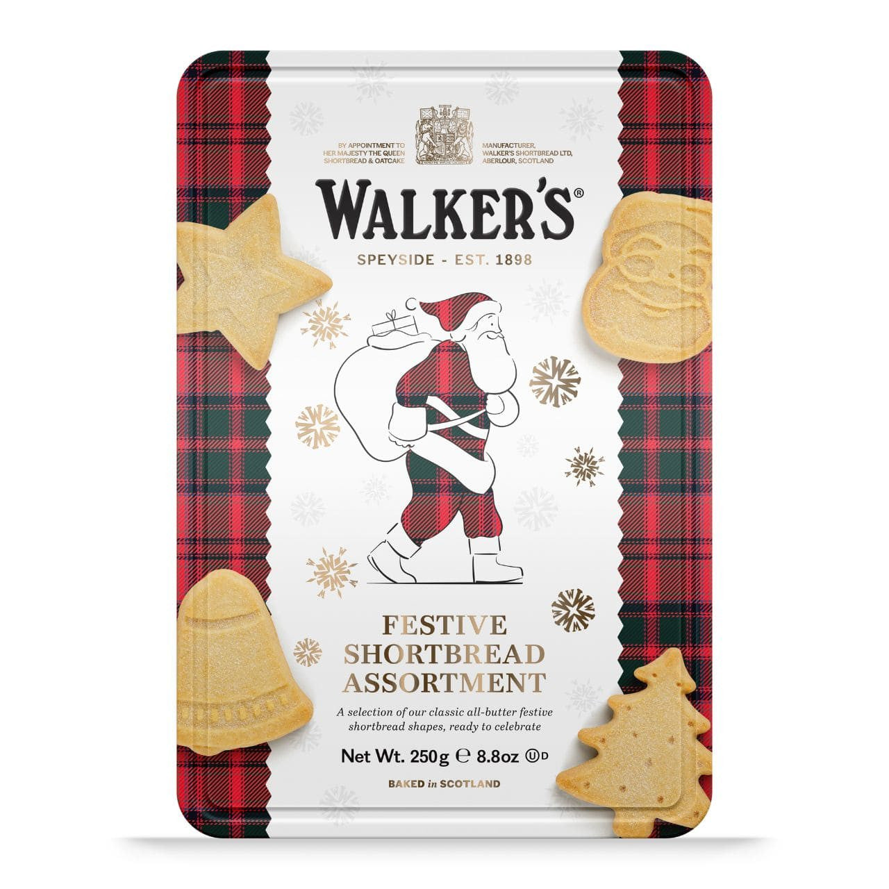 Walker's All-Butter Assorted Shortbread Santa Tin 250g