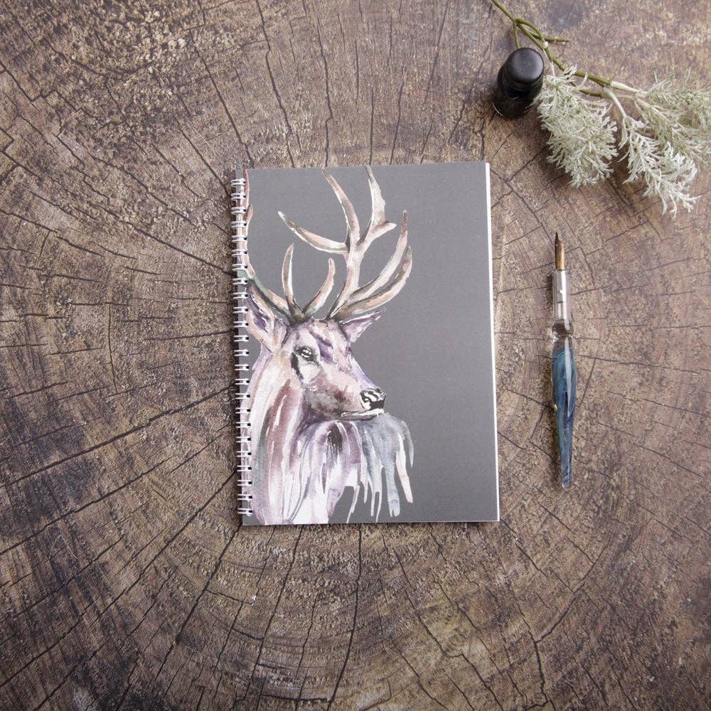 Meg Hawkins Stag A5 Notebook with Original Watercolor Design