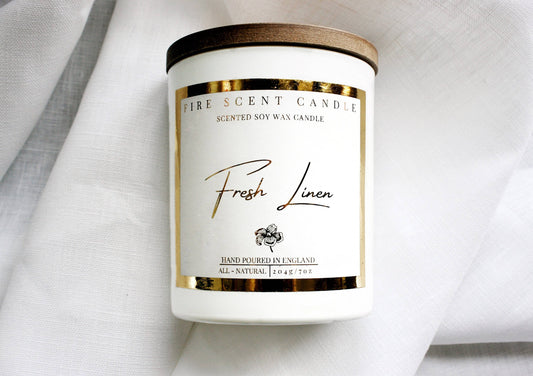 Fresh linen luxury scented soy wax candle