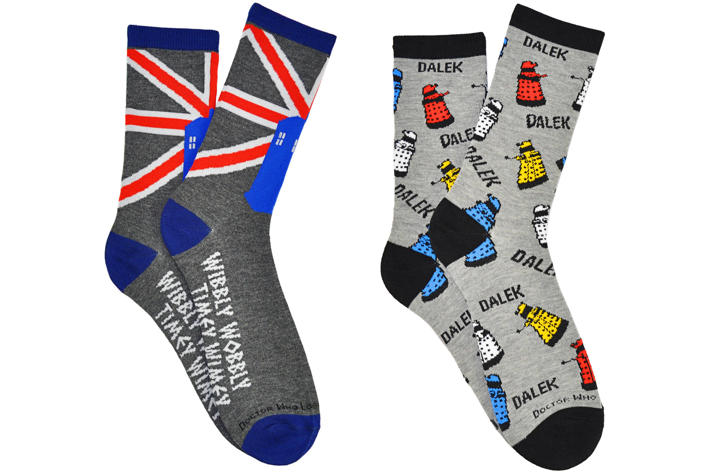 Doctor Who Tardis & Daleks 2 Pair Pack Crew Socks