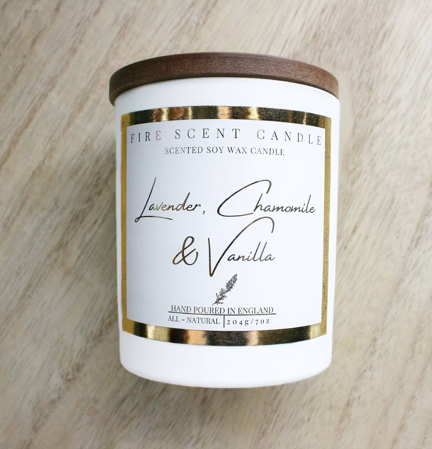 Fire Scent Candle Lavender, chamomile & vanilla scented luxury soy wax candle